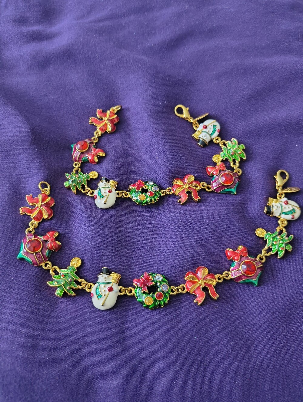 Christopher Radko Enamel Holiday Goldtone Bracelet 2 Available. Estate Find